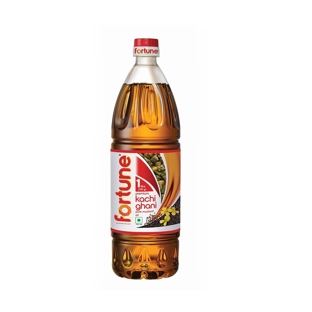 Fortune Premium Kachi Ghani Pure Mustard Oil, 1 Litre Pet Bottle