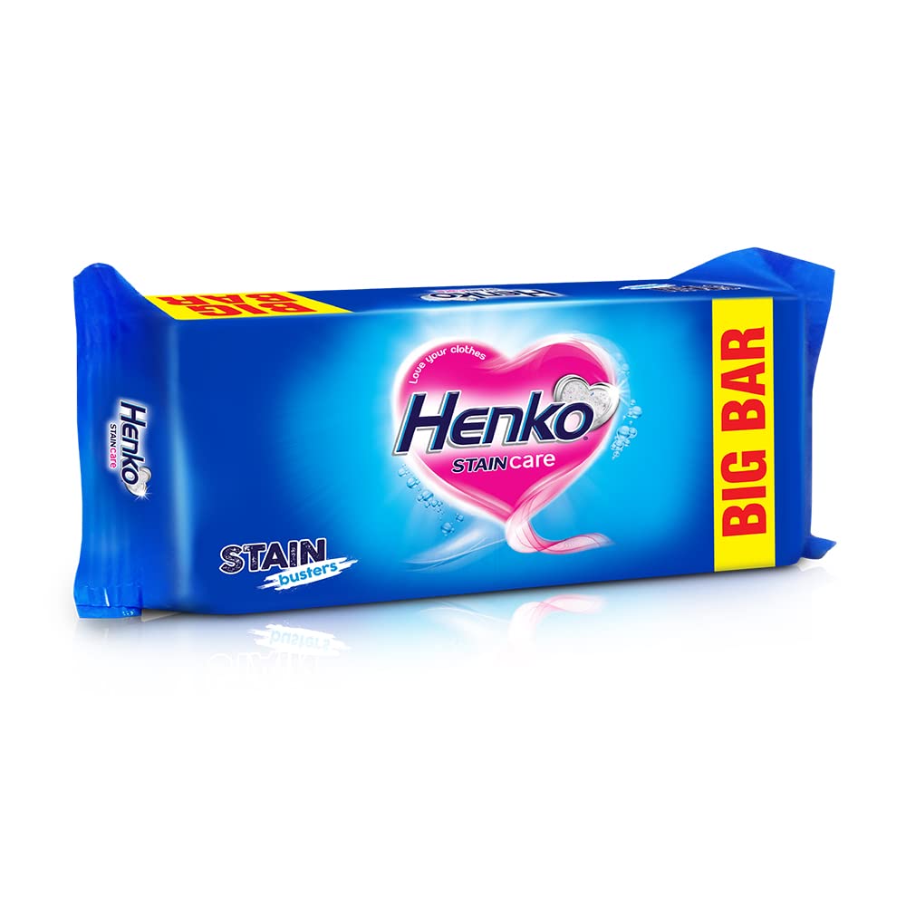 Henko Stain Care Detergent Bar 250G - New Henko Stain Care Detergent Bar With Long-Lasting Formula & Stain Busters That Removes Even The Toughest Of Stains And Is Gentle On Clothes., Blue