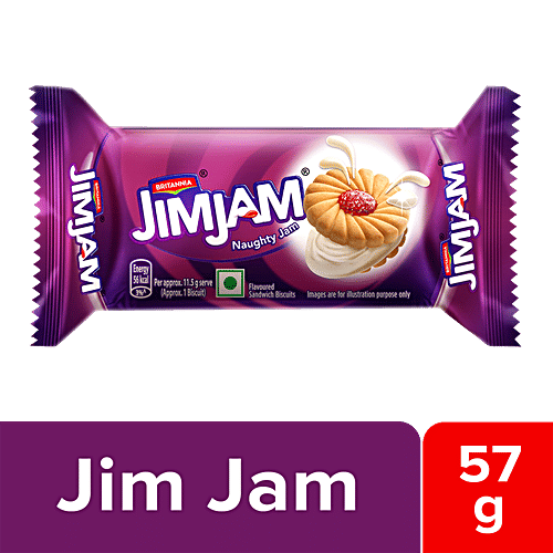 Britannia Jimjam Naughty Jam Flavoured Sandwich Biscuits, 57 G