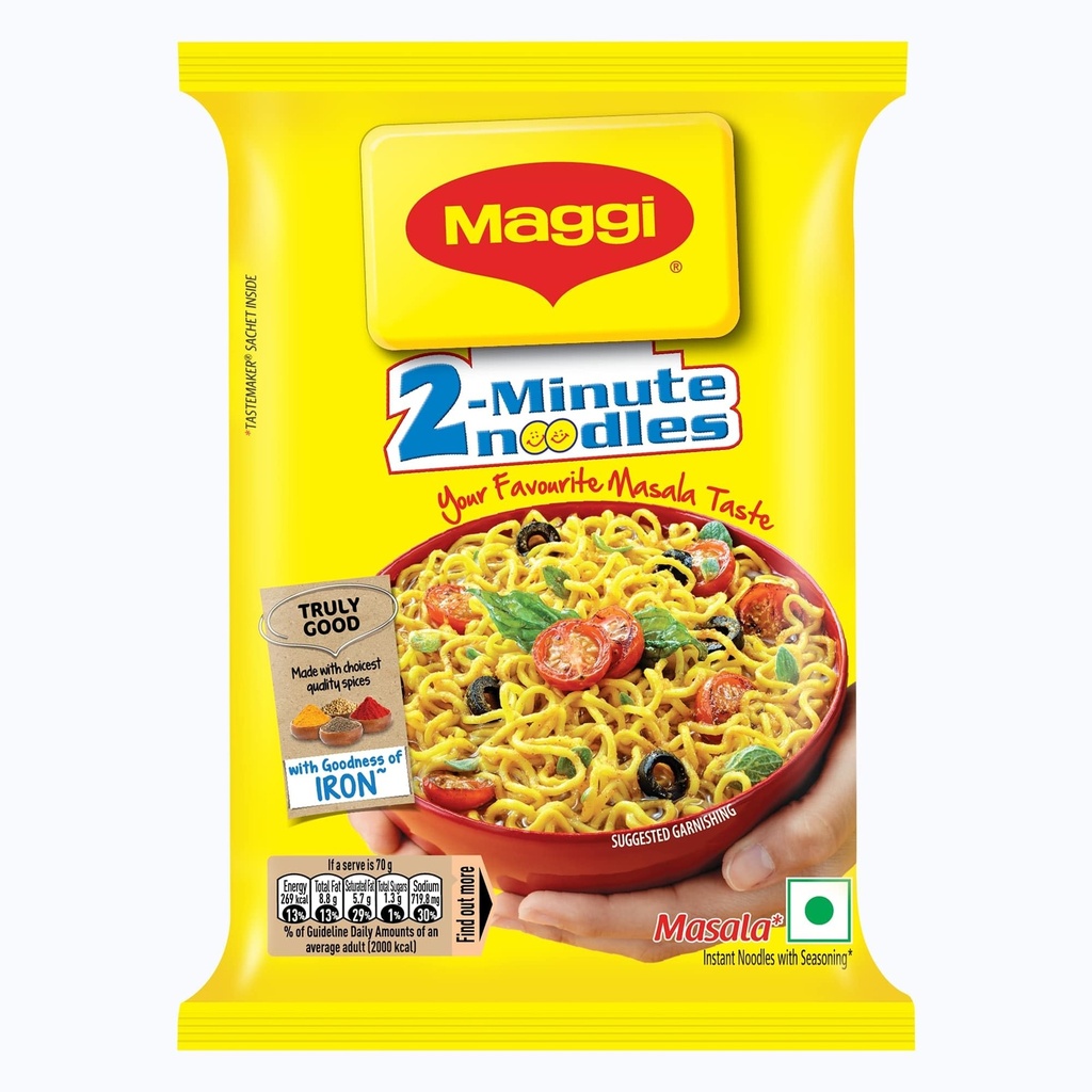 Maggi 2 Minutes Noodles Masala, 70 Grams Pack (2.46 Oz)- 1 Pack - Made In India