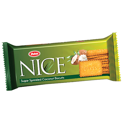 Dukes Nice Sugar Sprinkled Coconut Biscuits - Crunchy, 145 G Pouch