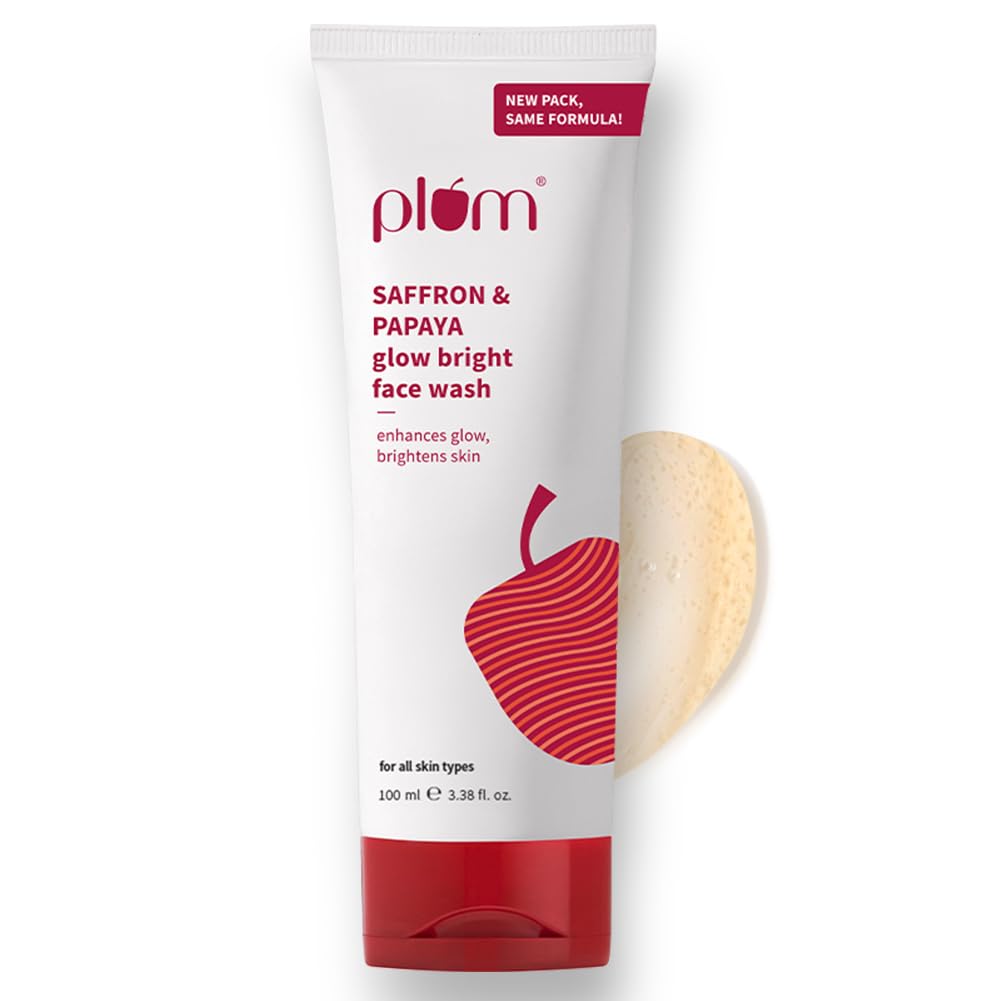 Plum Saffron & Papaya Glow Face Wash | Enhances Skin | With Vitamin B5 | Fights Dull Skin | Non-Drying, Gel-Based, Sulphate-Free Face Wash | For All Skin Types | 100% Vegan