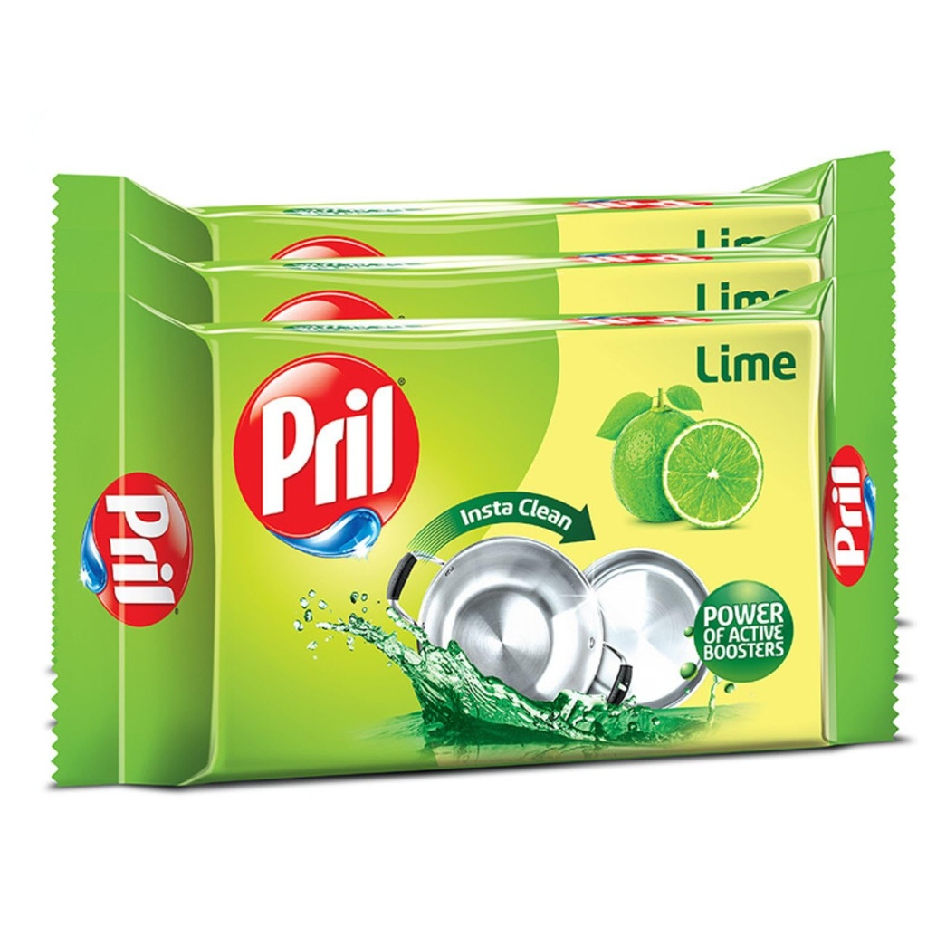 Pril Dishwash Bar 200Gm Set Of 3 | Removes Tough Stains And Malodour | With The Power Of Active Boosters | Contains Goodness Of Lime