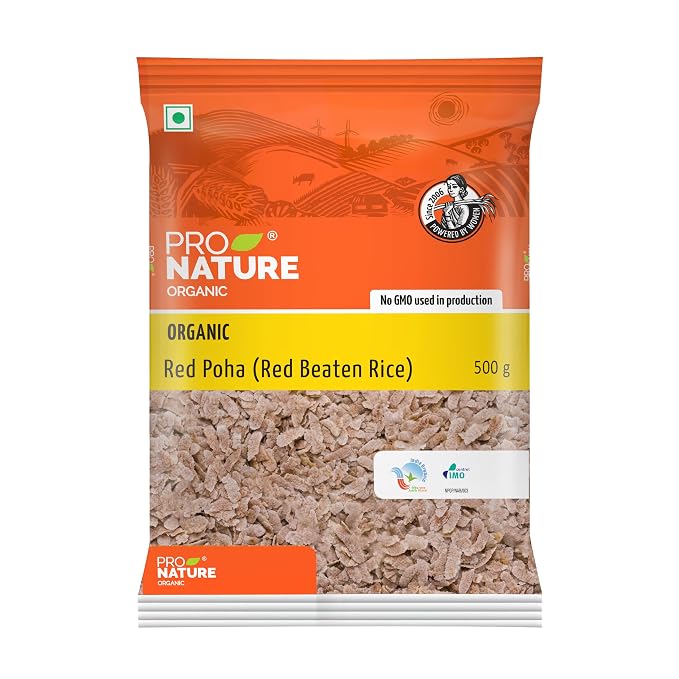 Pro Nature Organic Red Beaten Rice - 500G | Natural Red-Poha | Rich Source Of Iron, Vitamin & Antioxidants | Lal Chawal | Himalayan Unpolished Red Rice
