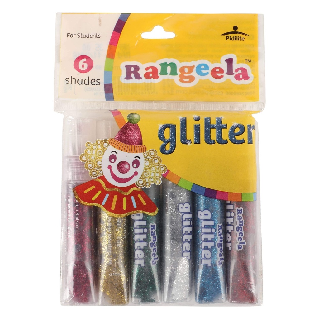 Rangeela Paper Glitter, 30Ml, 6 Pieces (Assorted Colour)