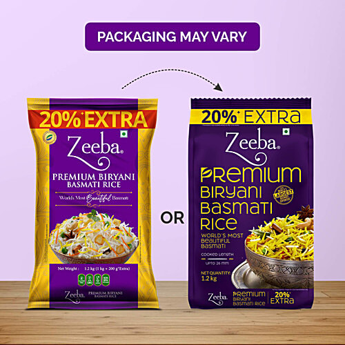 Zeeba Premium Biryani Rice (Cooked Length Upto 26Mm*), 1.2 Kg