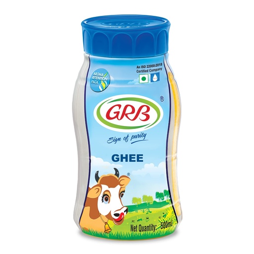 [GRBGHE-00338] Grb Cow Ghee - Pure Desi Ghee Clarified Butter From 100% Cow’S Milk, Traditional Granular Texture & Rich Natural Aroma, Everyday Cooking Ghee, Made In India, 500Ml