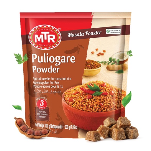 [MTRPUL-00562] Mtr Puliogare Powder – Authentic Indian Spice Blend Of Tamarind, Coconut, Red Chilli, Jaggery, Peanuts, Coriander, Curry Leaves And Sesame – Ideal For Tamarind Rice In 3 Easy Steps – 200G