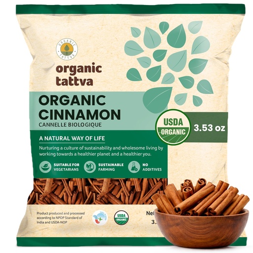 [ORGCHI-00620] Organic Tattva Whole Cinnamon Sticks, 3.53 Oz (100 Gm), Usda Certified