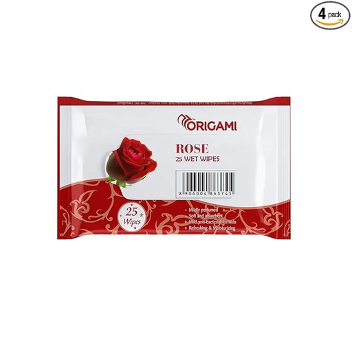 [ORIWIP-00623] Origami Wipes - 15 X 20 Cm - 25 Pulls Per Pack - Pack Of 4-100 Wipes - Rose All Skin Type. Visit The Origami Store