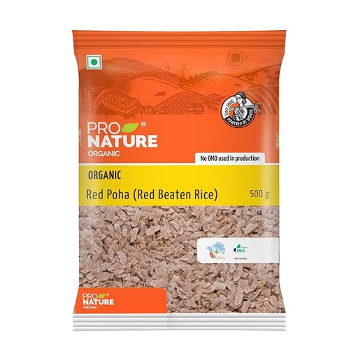 [PRONAT-00696] Pro Nature Organic Red Beaten Rice - 500G | Natural Red-Poha | Rich Source Of Iron, Vitamin & Antioxidants | Lal Chawal | Himalayan Unpolished Red Rice