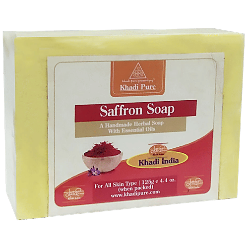 [SAFSOA-00737] Khadi Pure Saffron Soap - With Essential Oils, Herbal, Handmade, For All Skin Types, 125 G