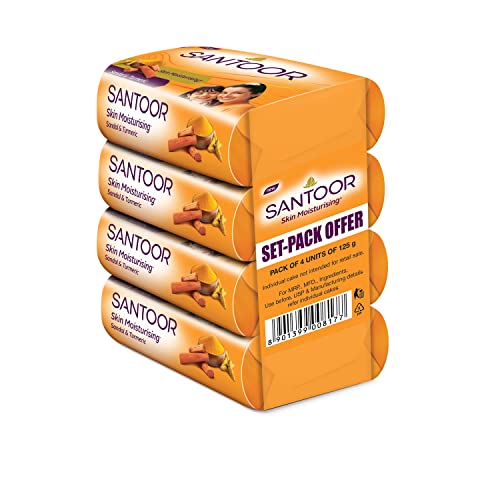 [SANDUR-00755] Santoor Soap With Sandal And Turmeric - Pack Of 4 Soaps (125G Each)