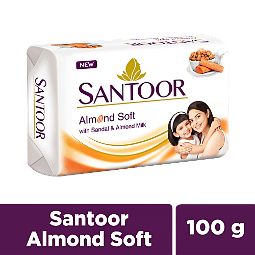 [SANSAN-00756] Santoor Sandal & Almond Milk Bathing Soap, 100 G