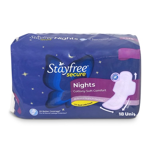 [STACOT-00810] Stayfree Secure Night Cottony Soft Sanitary Pads For Women (Pack Of 18)