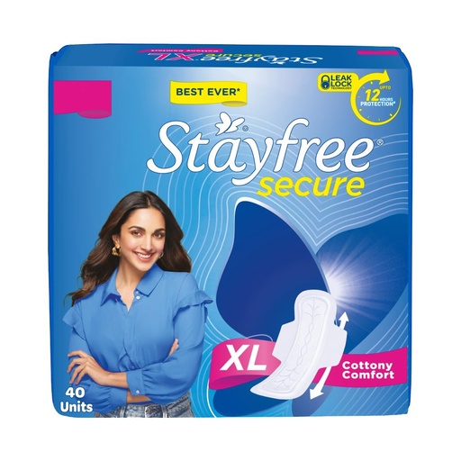 [STASEC-00815] Stayfree Secure Extra Large Cottony Soft Cover Sanitary Pads For Women With Wings, 40 Pads