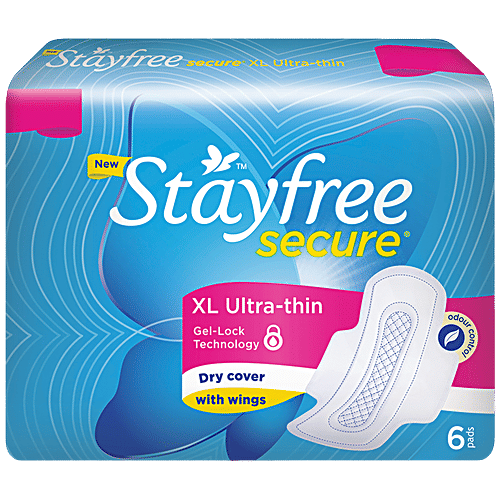 [STASEC-00816] Stayfree Sanitary Pads - Secure Xl Ultra-Thin, With Wings, 6 Pcs
