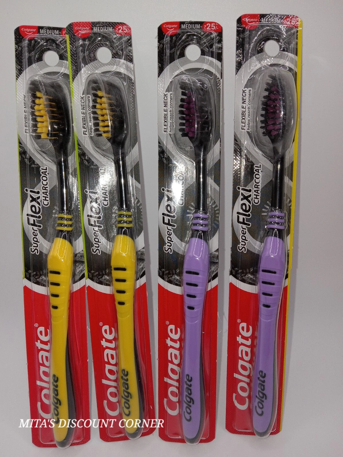 [SUPFLE-00837] Colgate Super Flexi Charcoal Toothbrush Medium - Purple & Yellow