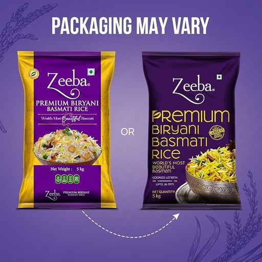 [ZEEPRE-00950] Zeeba Premium Biryani Rice 5 Kg, Chef'S Choice, Restaurant Style, Extra Long Grains (Cooked Length Upto 26Mm*)